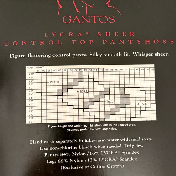 Gantos 2 Pair Control Top Sandalfoot Sheer Lycra Nylons Size Petite - Picture 4 of 4